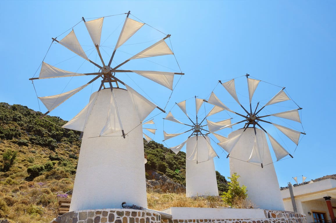 Windmills. Crete, Greece Kreta: Lassithi-Hochplateu